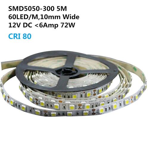 (image for) DC 12V Dimmable SMD5050-300 Flexible LED Strips 60 LEDs Per Meter 10mm Width 900lm Per Meter